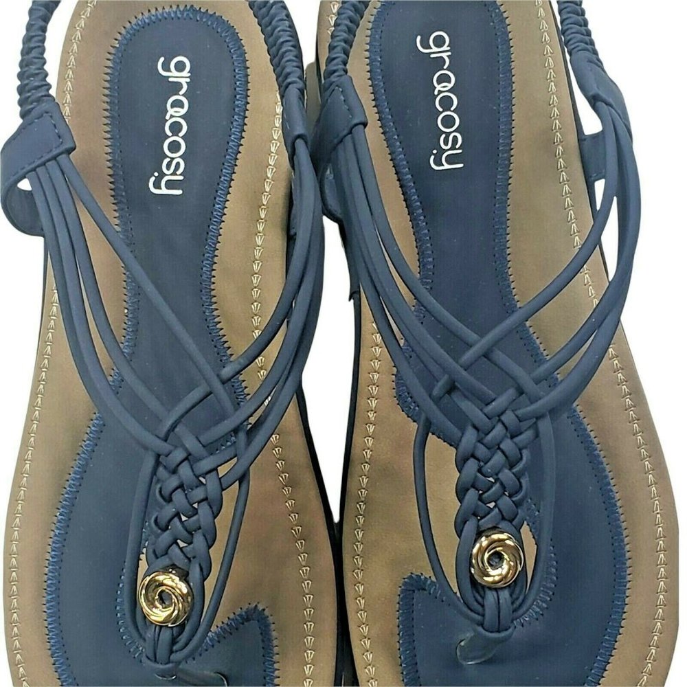 Gracosy Women's Flat Sandals, Bohemian Braided Sling back  Flip Flops 10.5